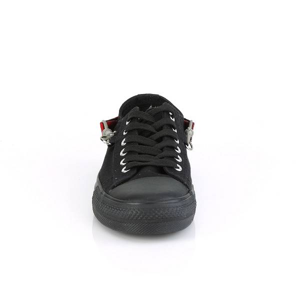 Demonia Women's Deviant-07 Sneakers - Black Canvas D4265-03US Clearance